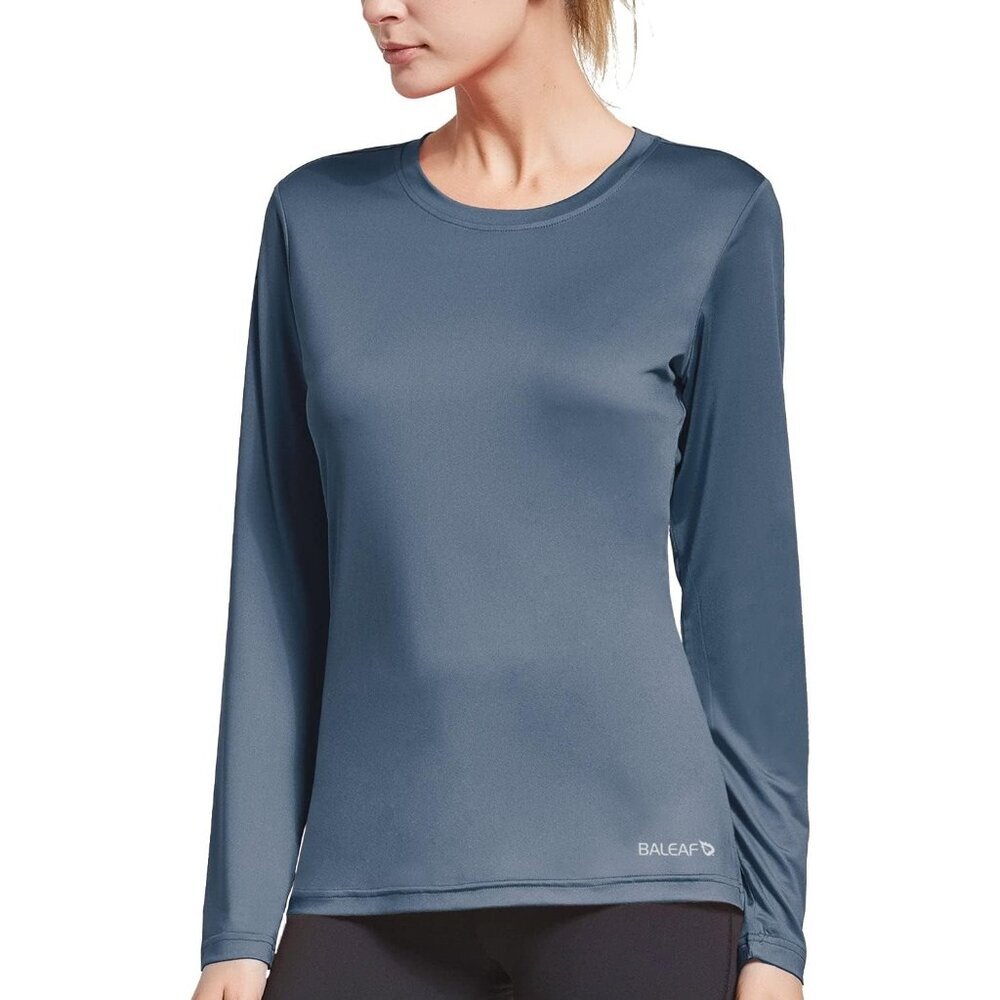 〽️Women's Gray Pull Over Long Sleeve Crew Neck Workout Running Athletic Shirt